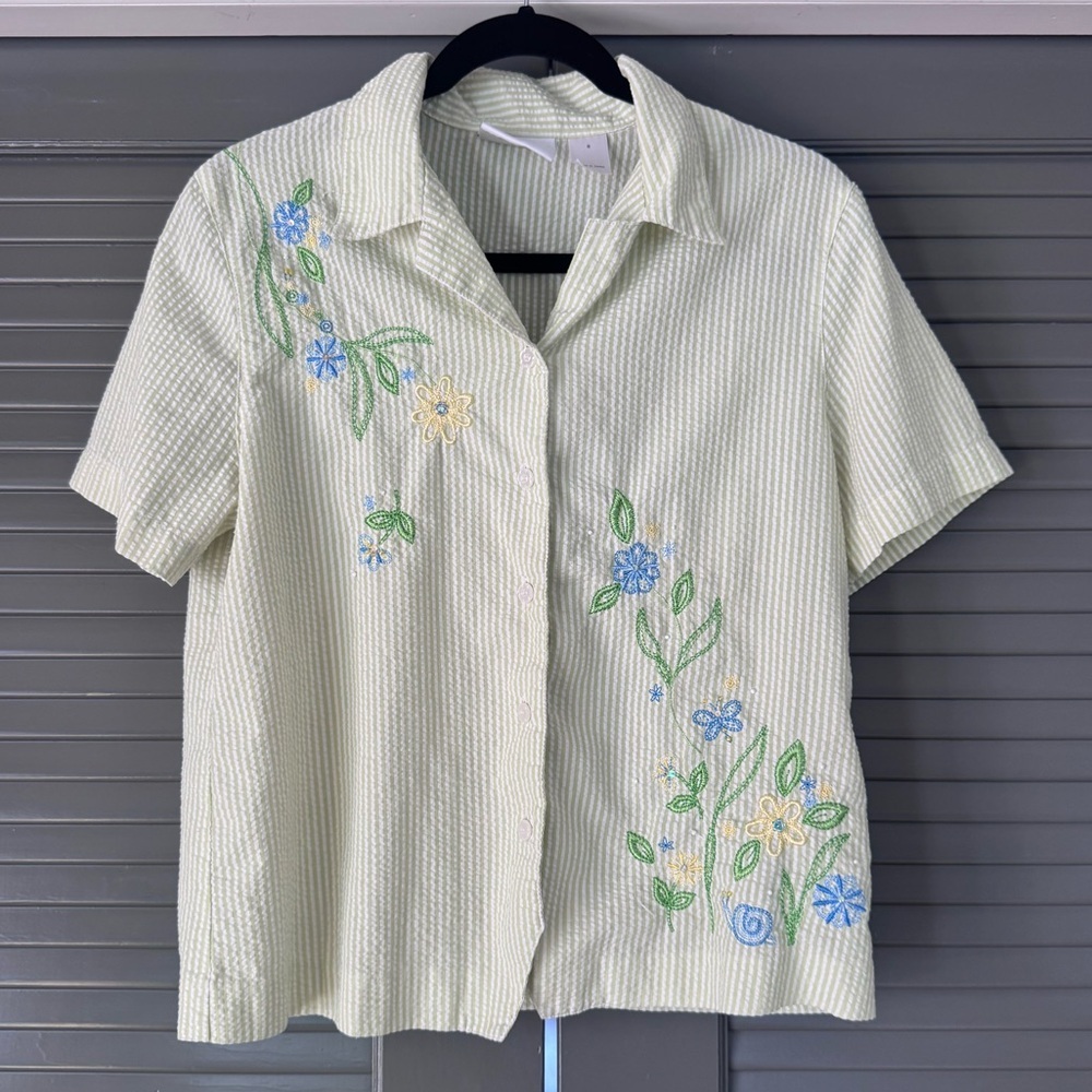 Vintage Alfred Dunner Striped Embroidered Top